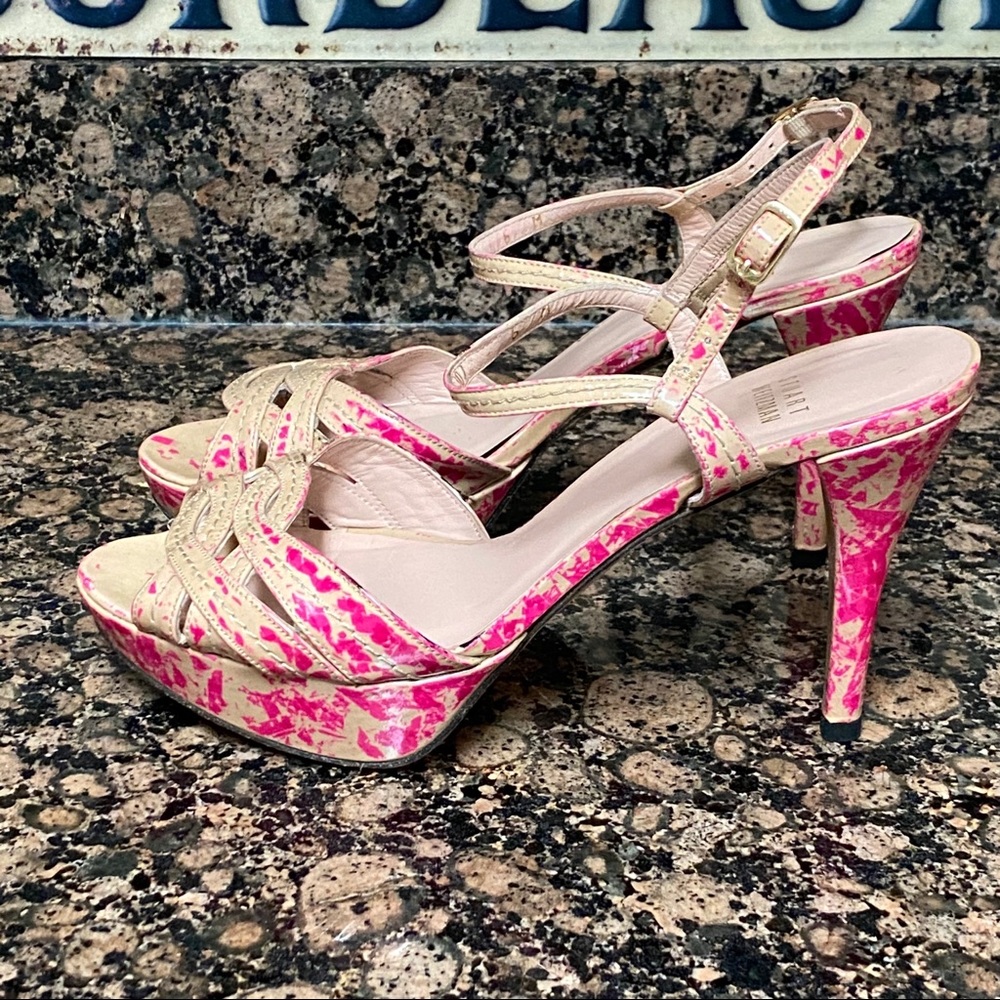 Stuart Weitzman Tan Pink Patient Leather Heels 6M